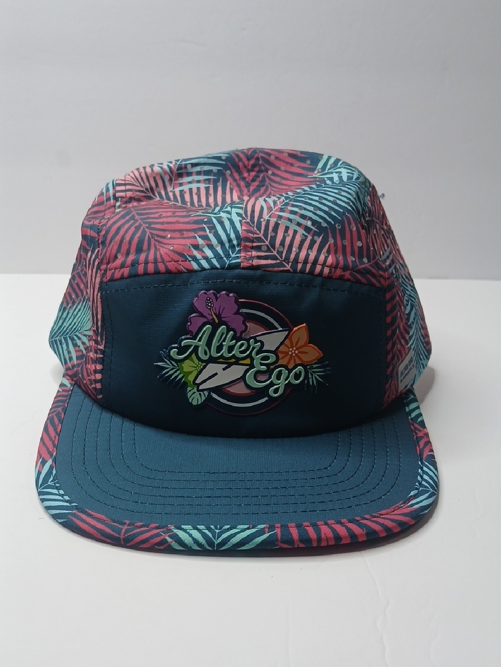 Alter Ego Hat Cap Snap Back Adult One Size Blue Pink Floral Poly 5 Panel Running